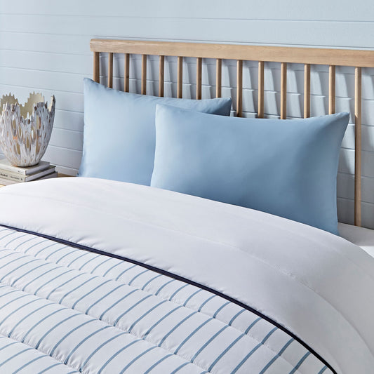 Night Lark Ticking Stripe Coverless Duvet Set Close up