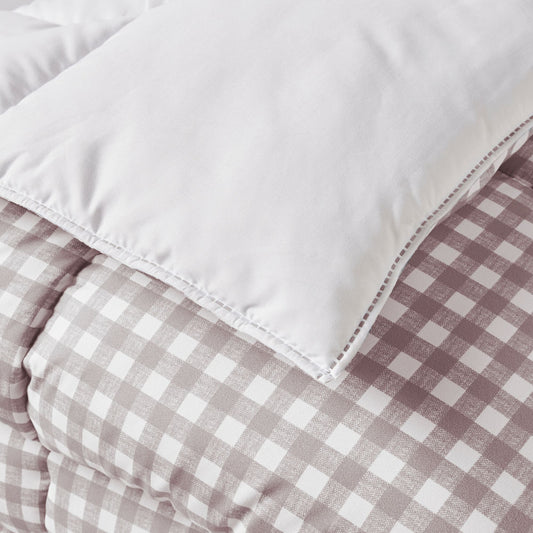 Night Lark/ Night Owl Gingham Coverless Duvet In Frosted Berry