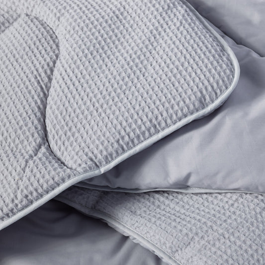 Night Lark 100% Cotton Waffle Coverless Duvet Lifestyle Grey Detail