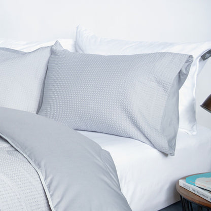Night Owl Pure Cotton Waffle Collection Pillowcase Pair in Grey